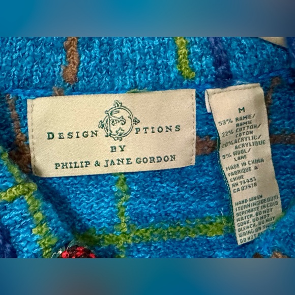 NEW Design Options by Philip and Jane Gordon Plaid Floral Button Cardigan Size M - Picture 5 of 11